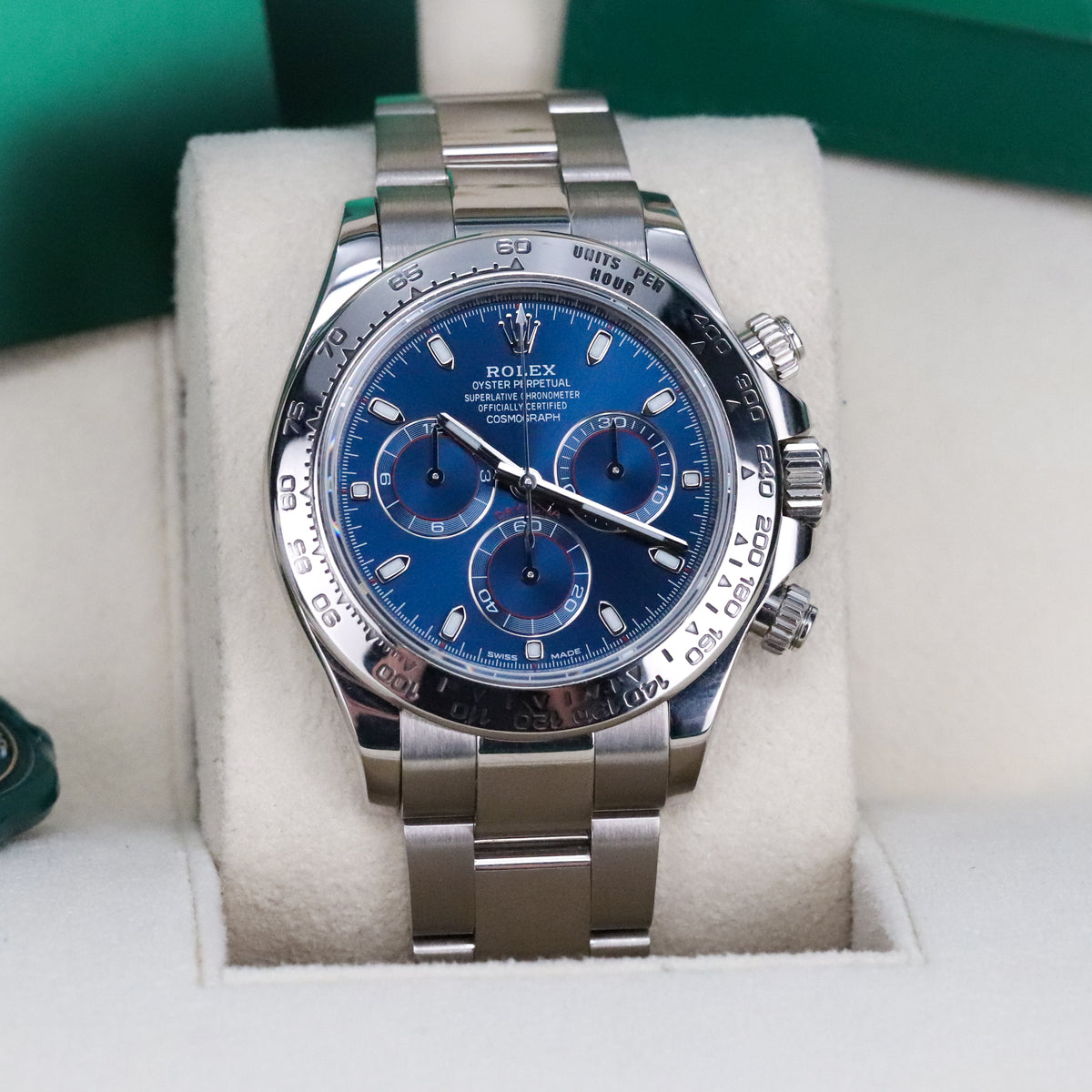 Rolex Daytona Cosmograph Daytona [Complete Set] White Gold Bright Blue Dial 40mm Oyster Automatic 116509