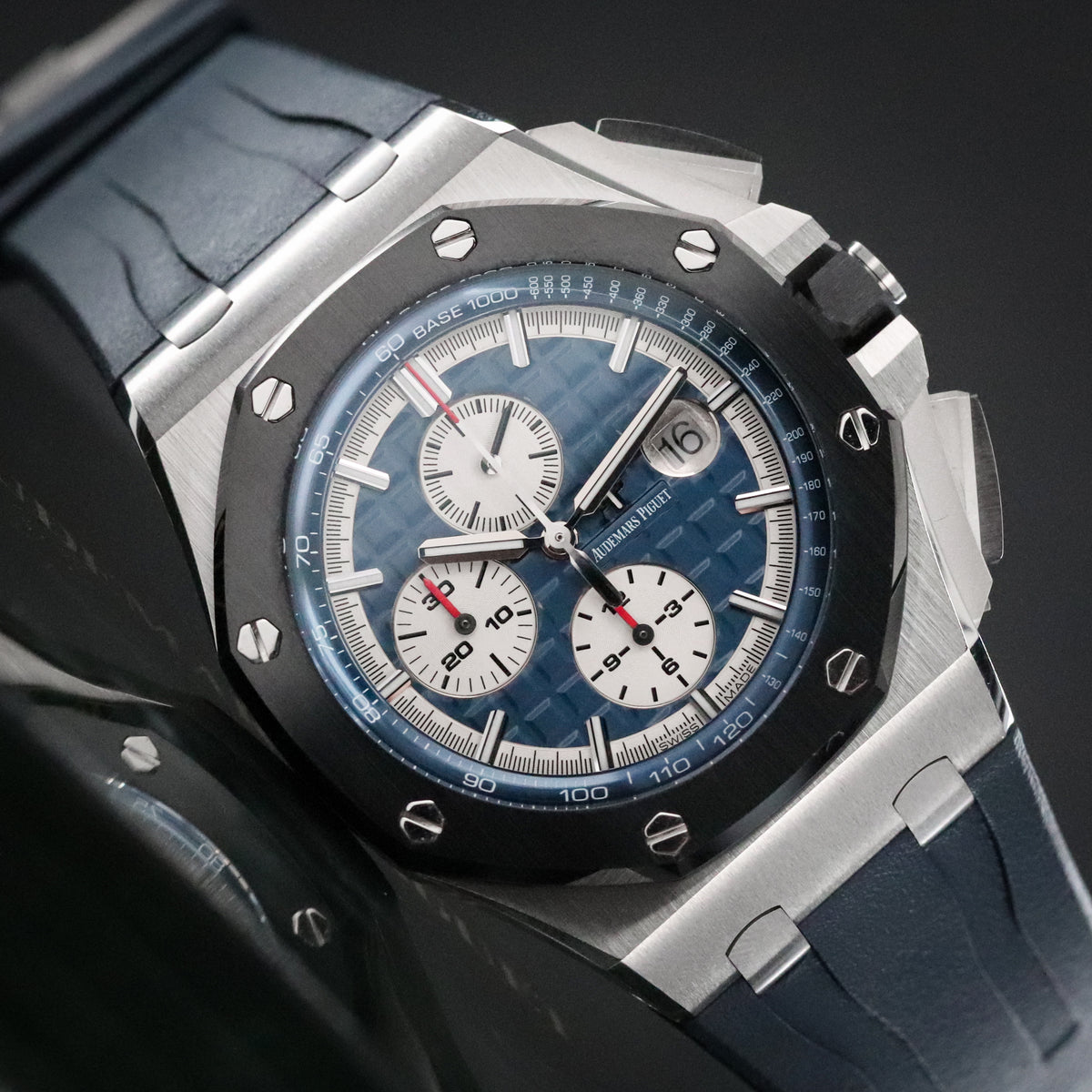 Audemars Piguet Royal Oak Offshore Chronograph [Complete Mint] Chronograph 44mm Platinum Blue Dial Sport 26401PO.00.A018CR.01