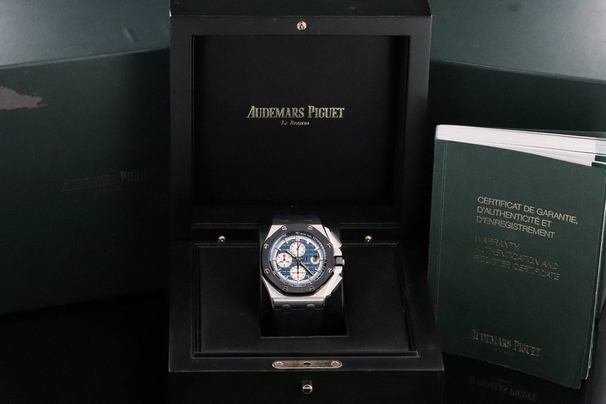 Audemars Piguet Royal Oak Offshore Chronograph [Complete Mint] Chronograph 44mm Platinum Blue Dial Sport 26401PO.00.A018CR.01