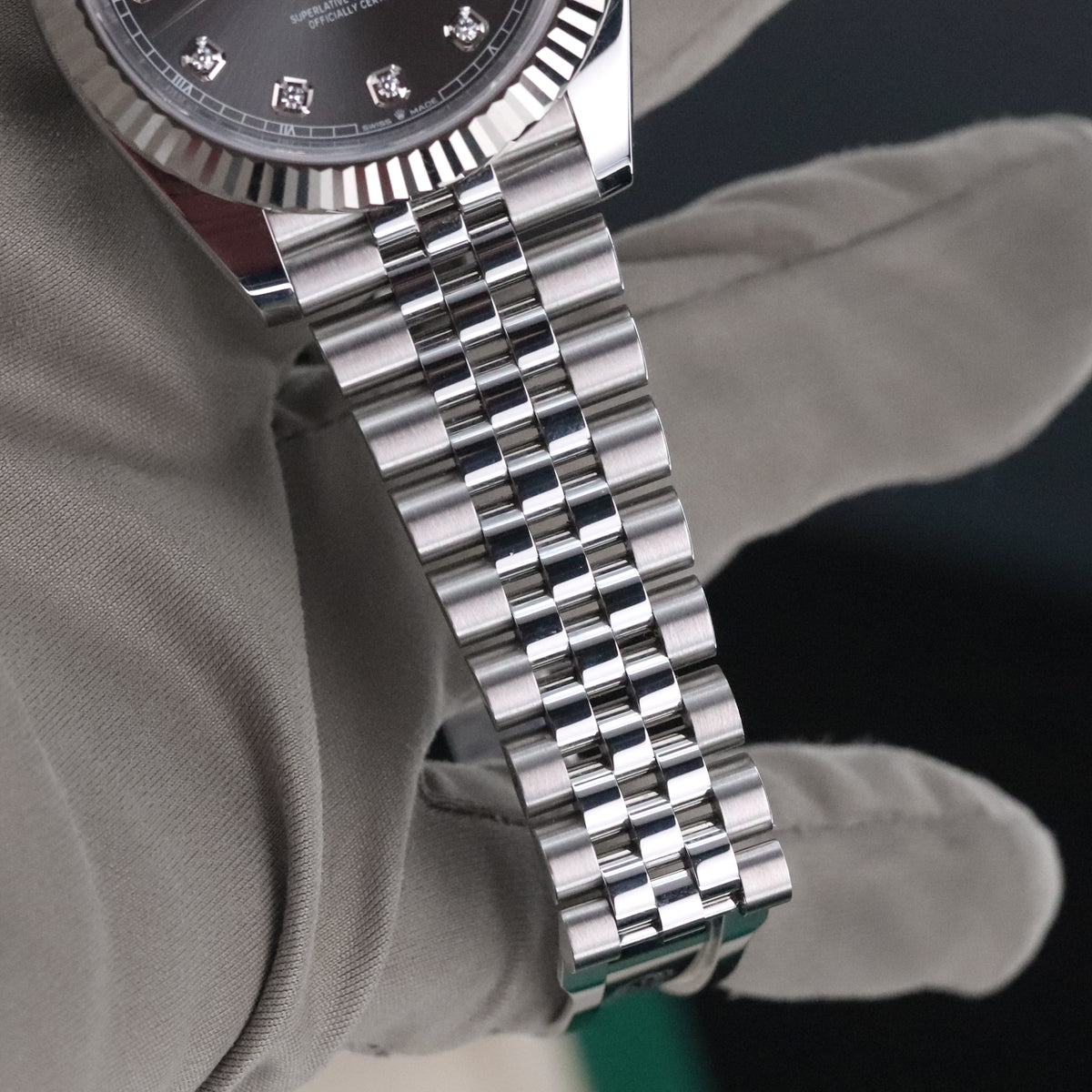 Rolex Datejust 41 Rhodium Diamond Fluted White Gold Jubilee Silver 126334