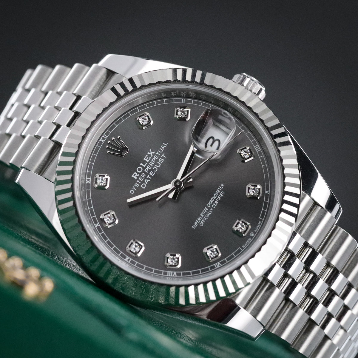 Rolex Datejust 41 Rhodium Diamond Fluted White Gold Jubilee Silver 126334