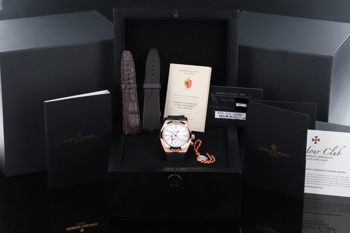 Vacheron Constantin Overseas Dual Time 41mm 18K Rose Gold Silver Sunburst Dial Travel 7900V/000R-B336