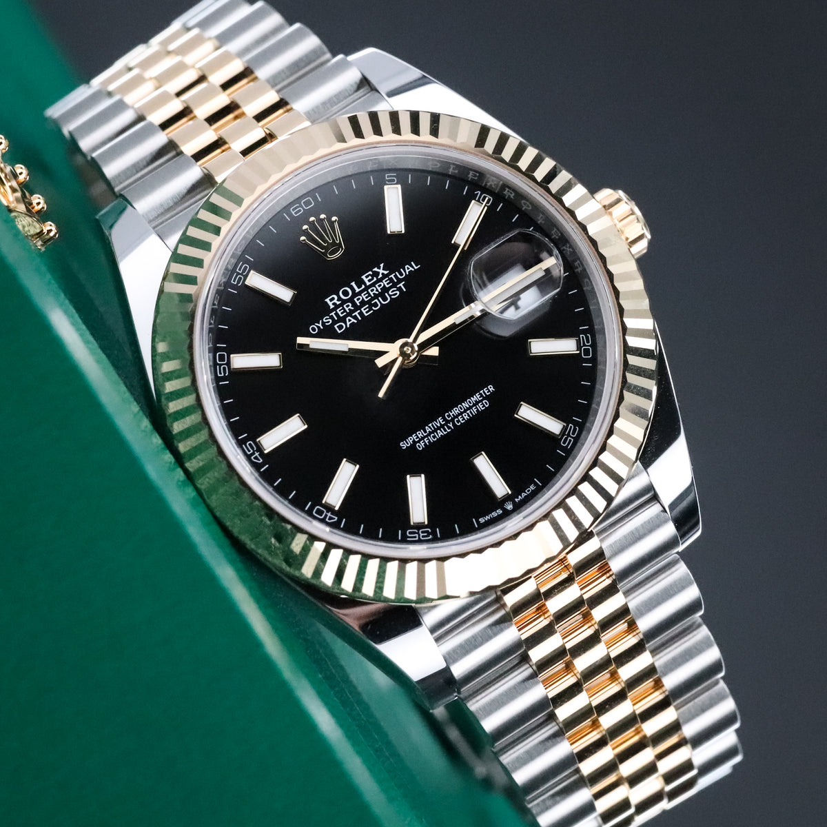 Rolex Datejust 41mmBlack Dial Fluted Jubilee Steel Two Tone Yellow Gold 126333