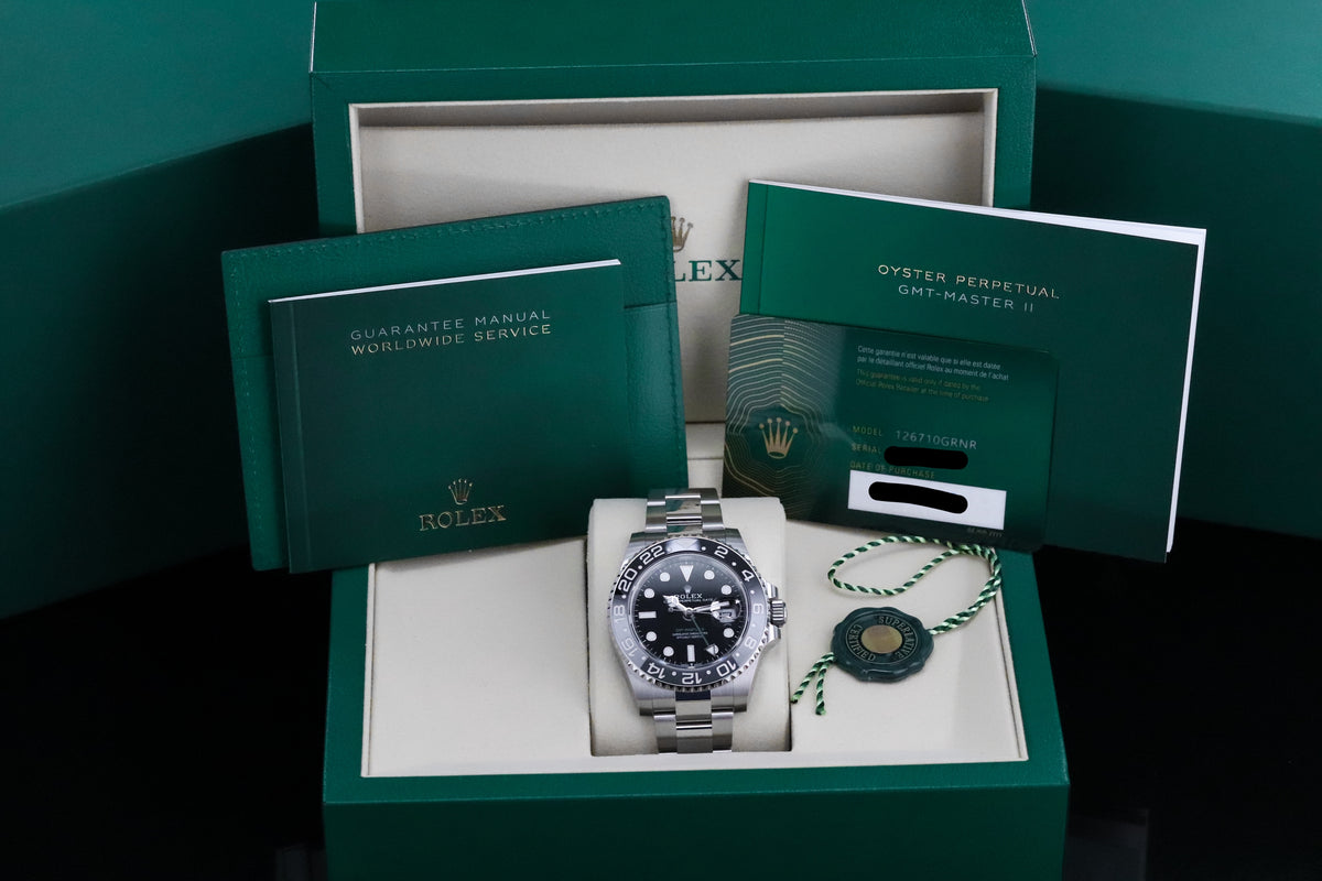 Rolex GMT-Master II 40mm Bruce Wayne Black Grey Bezel Oyster Bracelet Steel 126710GRNR
