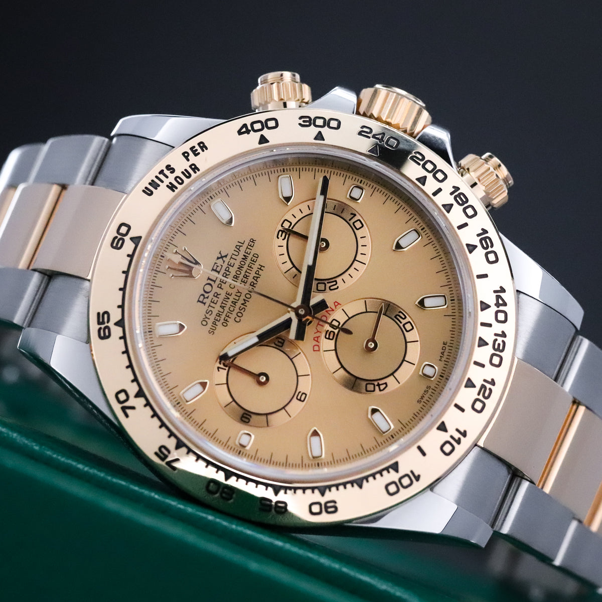 Rolex Daytona Chrono 40mm Champagne Dial Oyster Two Tone 18k Yellow Gold 116503