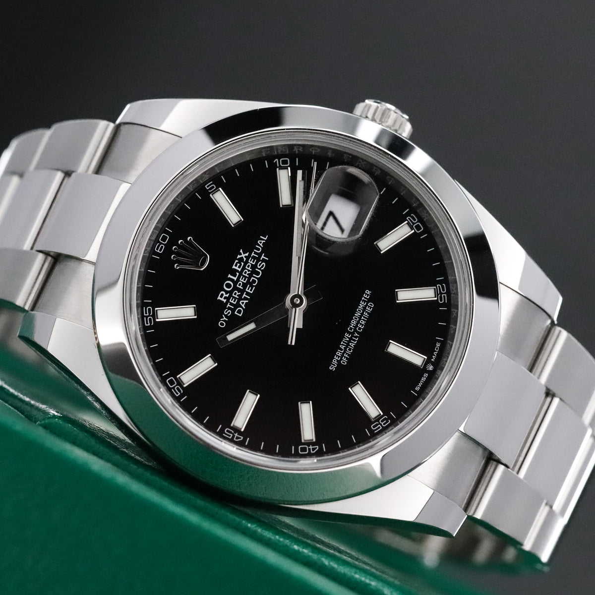 Rolex Datejust 41mm Black Dial Stainless Steel Smooth Bezel Oyster Bracelet 126300