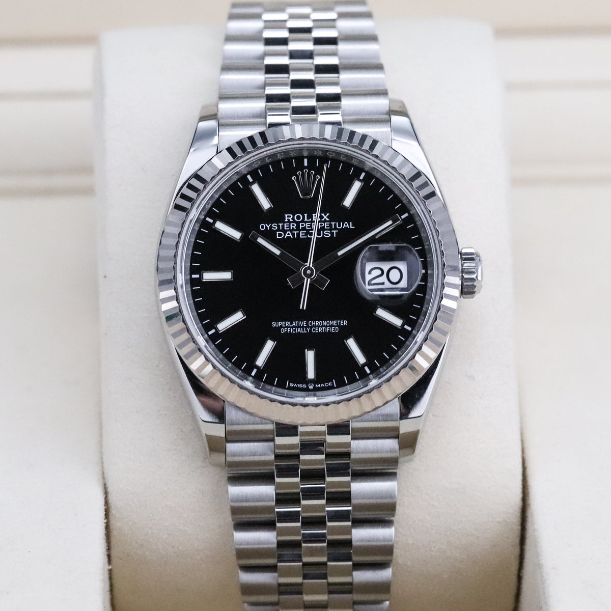 Rolex Datejust 36mm Black Dial Sapphire Fluted Bezel Steel Jubilee Bracelet 126243 2022