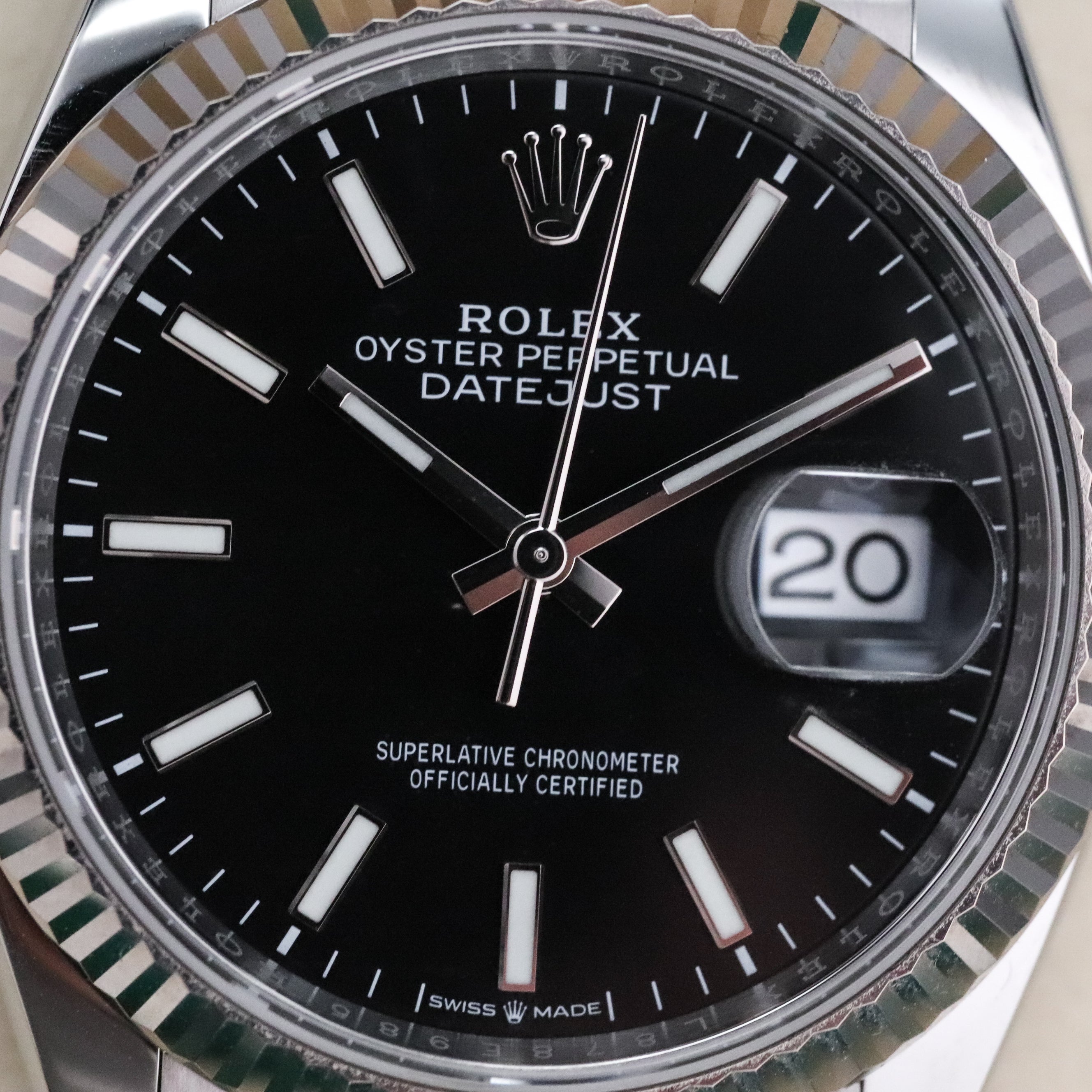 Rolex Datejust 36mm Black Dial Sapphire Fluted Bezel Steel Jubilee