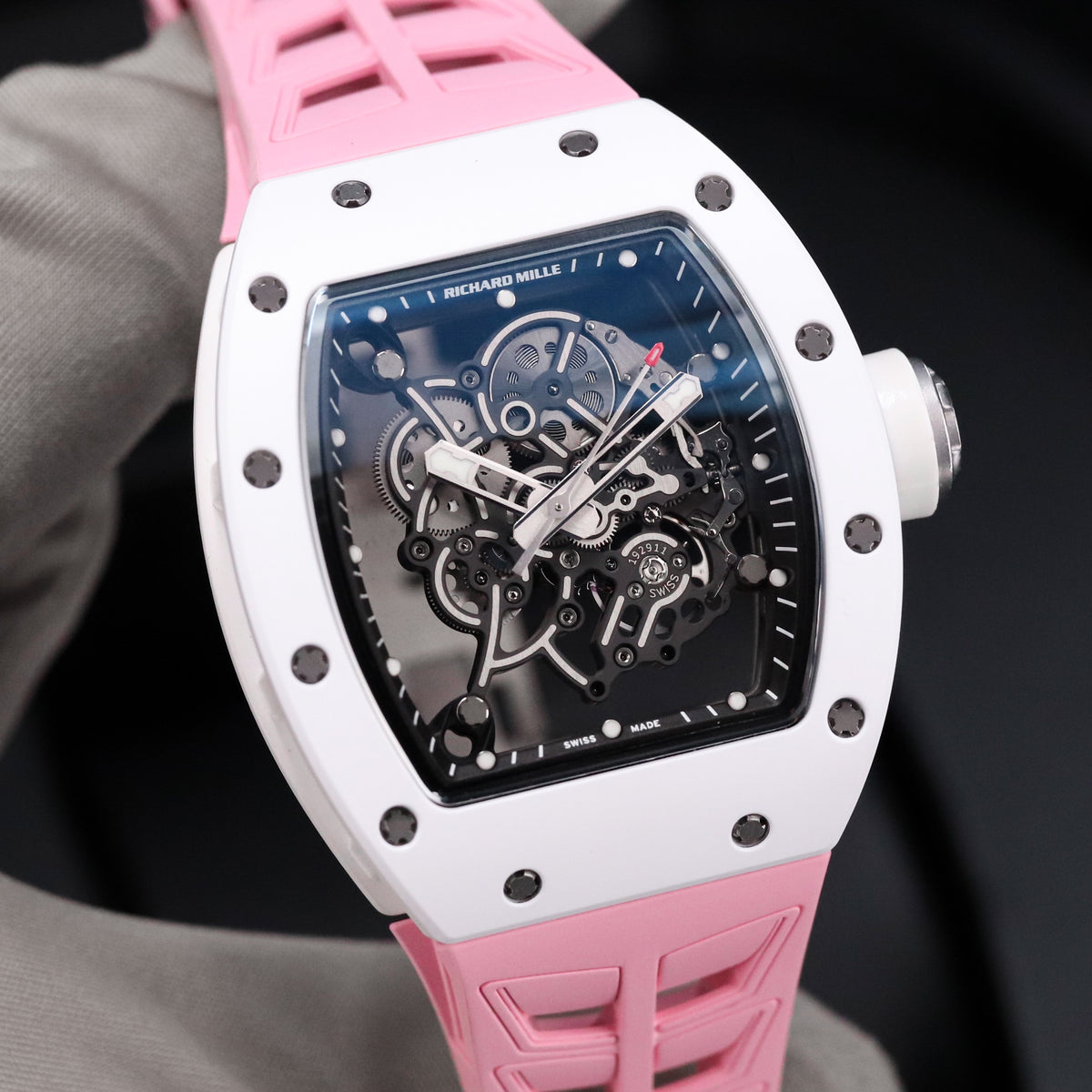 Richard Mille RM 055 Bubba Watson White Ceramic Skeleton Titanium Rubber 49.8mm x 42mm