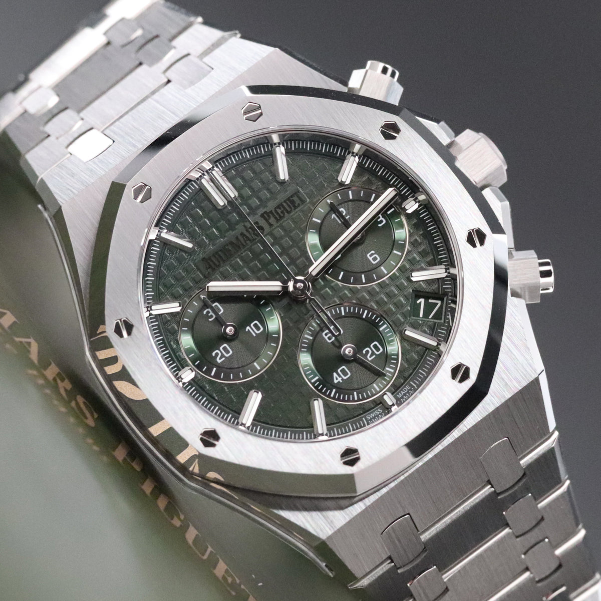 Audemars Piguet Royal Oak Chronograph [2025 New Complete Set] 41mm Green Dial Open Caseback Steel 26240ST 2025 New Complete