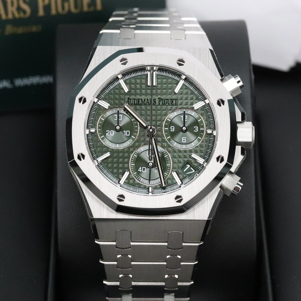 Audemars Piguet Royal Oak Chronograph [2025 New Complete Set] 41mm Green Dial Open Caseback Steel 26240ST 2025 New Complete