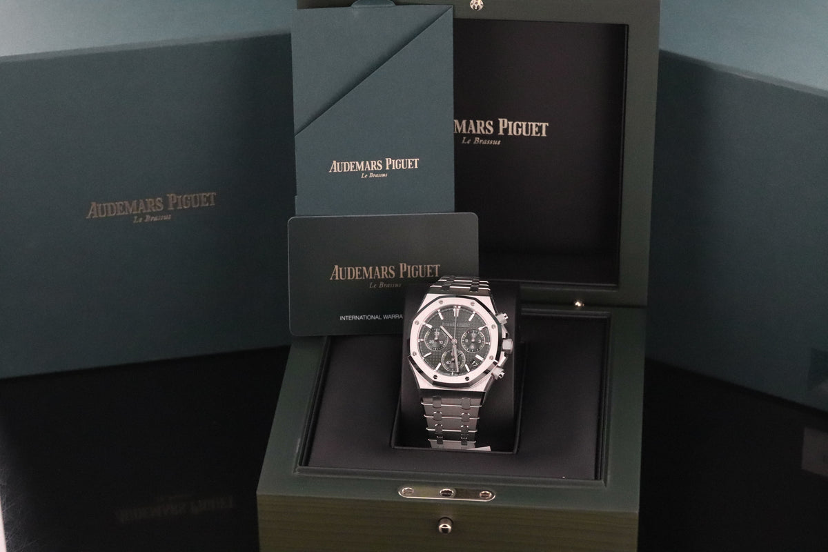 Audemars Piguet Royal Oak Chronograph [2025 New Complete Set] 41mm Green Dial Open Caseback Steel 26240ST 2025 New Complete