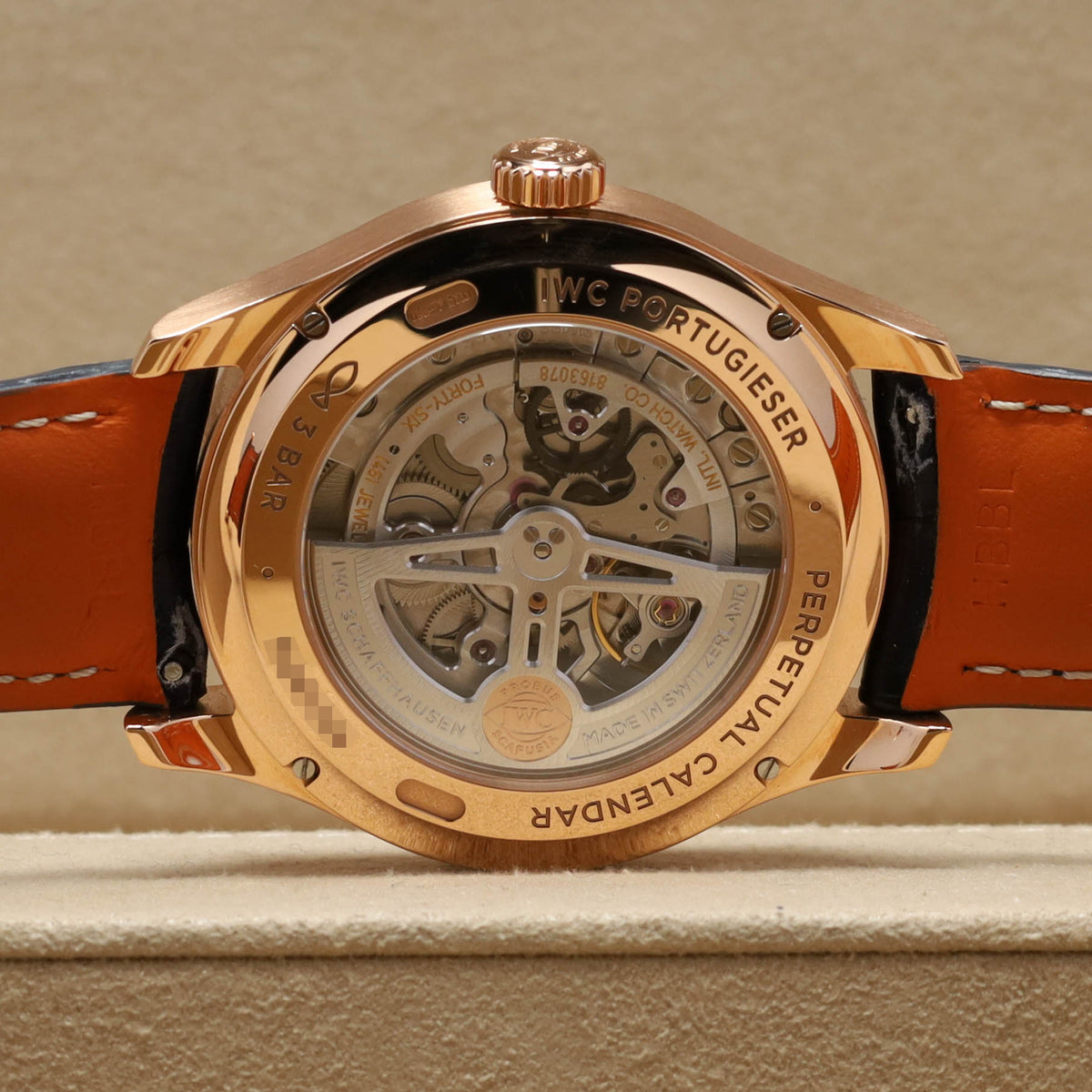 IWC Portuguese Perpetual Calendar 2024 Complete 42mm 18k Rose Gold Blue Dial 18k Rose Gold Bezel Blue Alligator Leather Strap IW344205