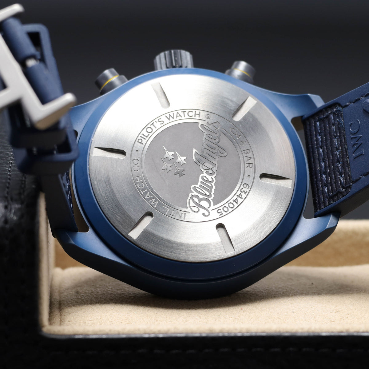 IWC 2023 Complete 44.5mm Blue Ceramic Blue with Yellow Accents Dial Blue Ceramic Bezel Blue Rubber Strap  IW389109