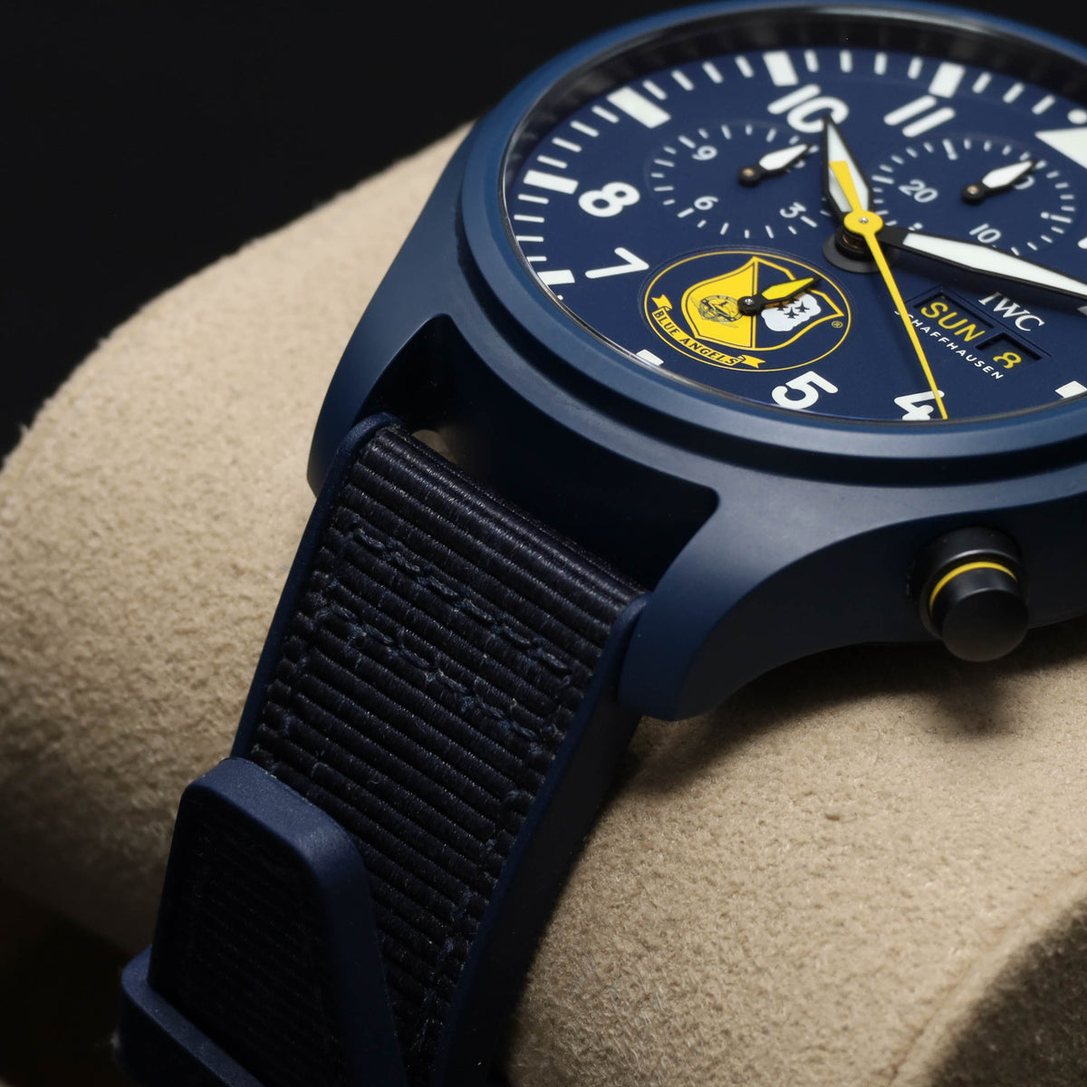 IWC 2023 Complete 44.5mm Blue Ceramic Blue with Yellow Accents Dial Blue Ceramic Bezel Blue Rubber Strap  IW389109