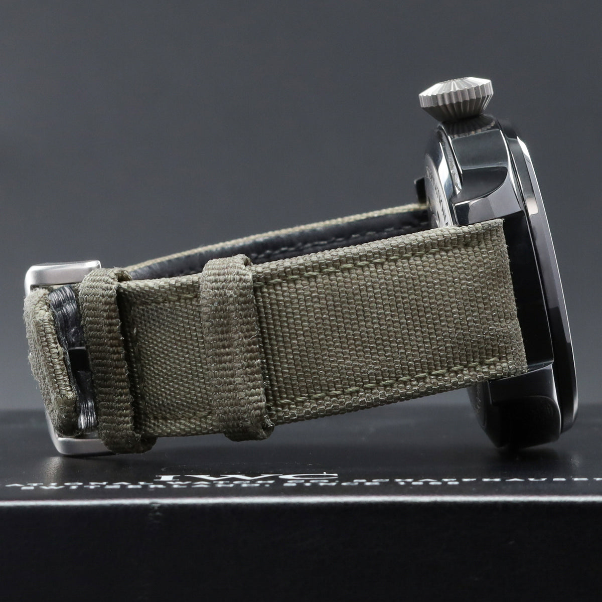 IWC Big Pilot 2022 Complete 48.6mm Ceramic Grey Dial Ceramic Bezel Green Textile Strap with Pin Buckle IW501902