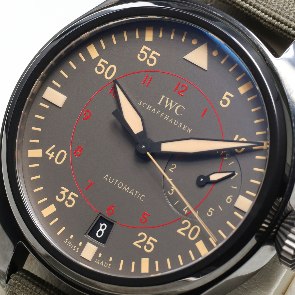 IWC Big Pilot 2022 Complete 48.6mm Ceramic Grey Dial Ceramic Bezel Green Textile Strap with Pin Buckle IW501902