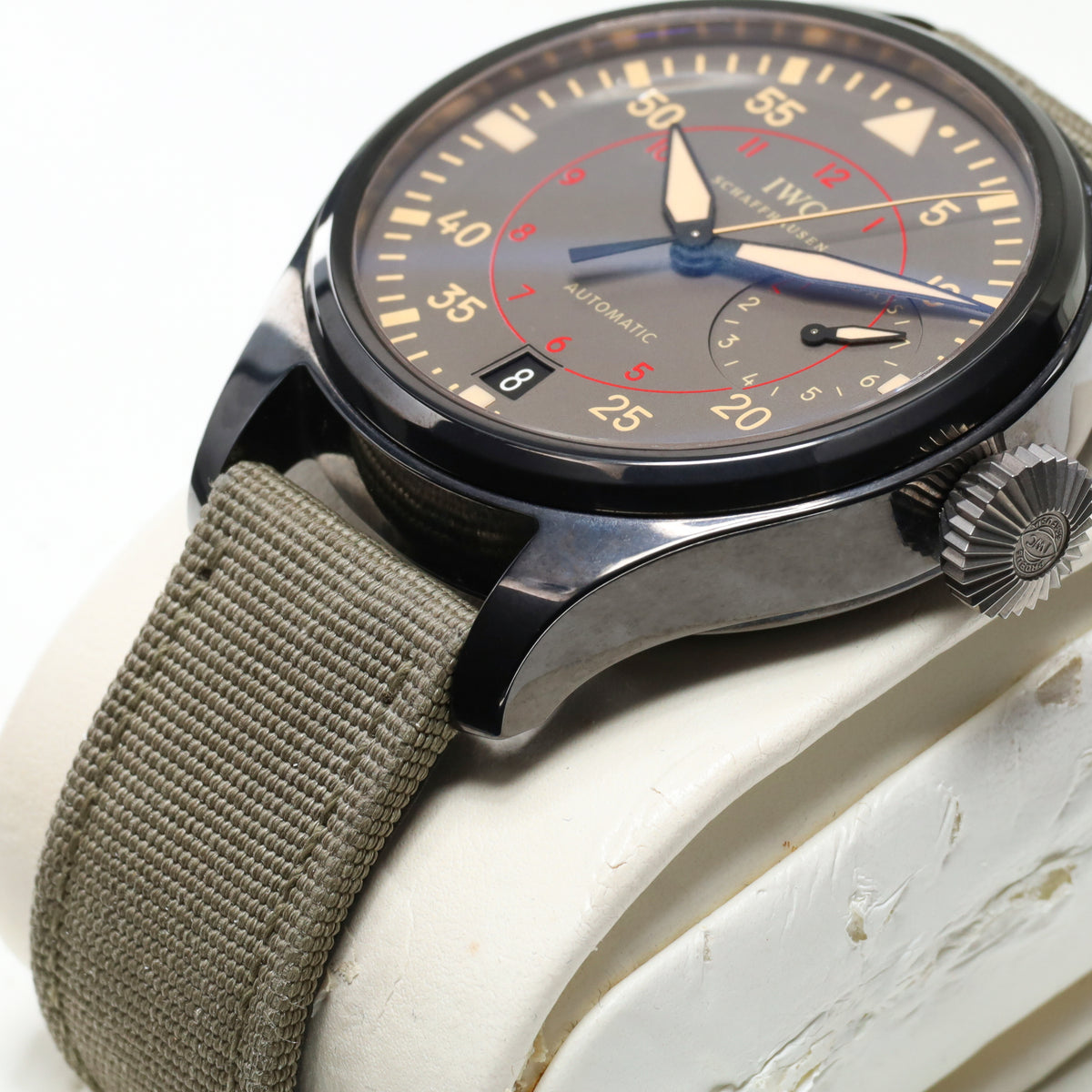 IWC Big Pilot 2022 Complete 48.6mm Ceramic Grey Dial Ceramic Bezel Green Textile Strap with Pin Buckle IW501902