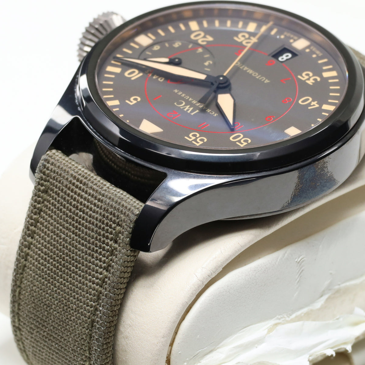 IWC Big Pilot 2022 Complete 48.6mm Ceramic Grey Dial Ceramic Bezel Green Textile Strap with Pin Buckle IW501902