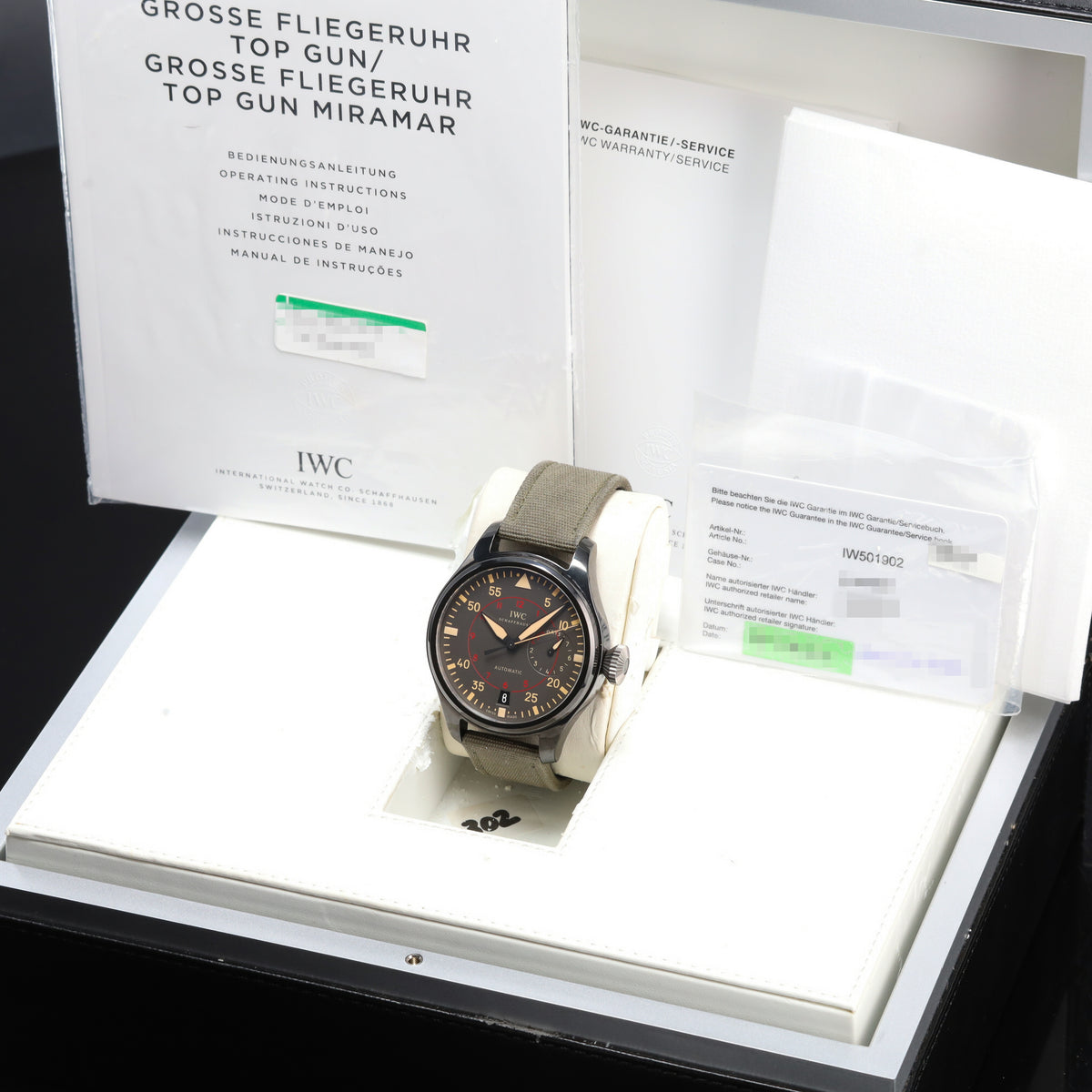 IWC Big Pilot 2022 Complete 48.6mm Ceramic Grey Dial Ceramic Bezel Green Textile Strap with Pin Buckle IW501902