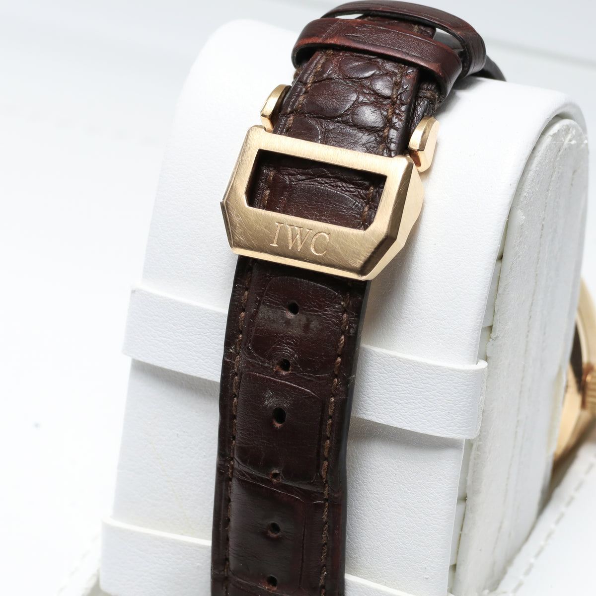 IWC Portugieser 42.3mm 18k Rose Gold Silver Dial 18k Rose Gold Bezel Brown Alligator Leather Strap with Rose Gold Deployant Clasp W502213