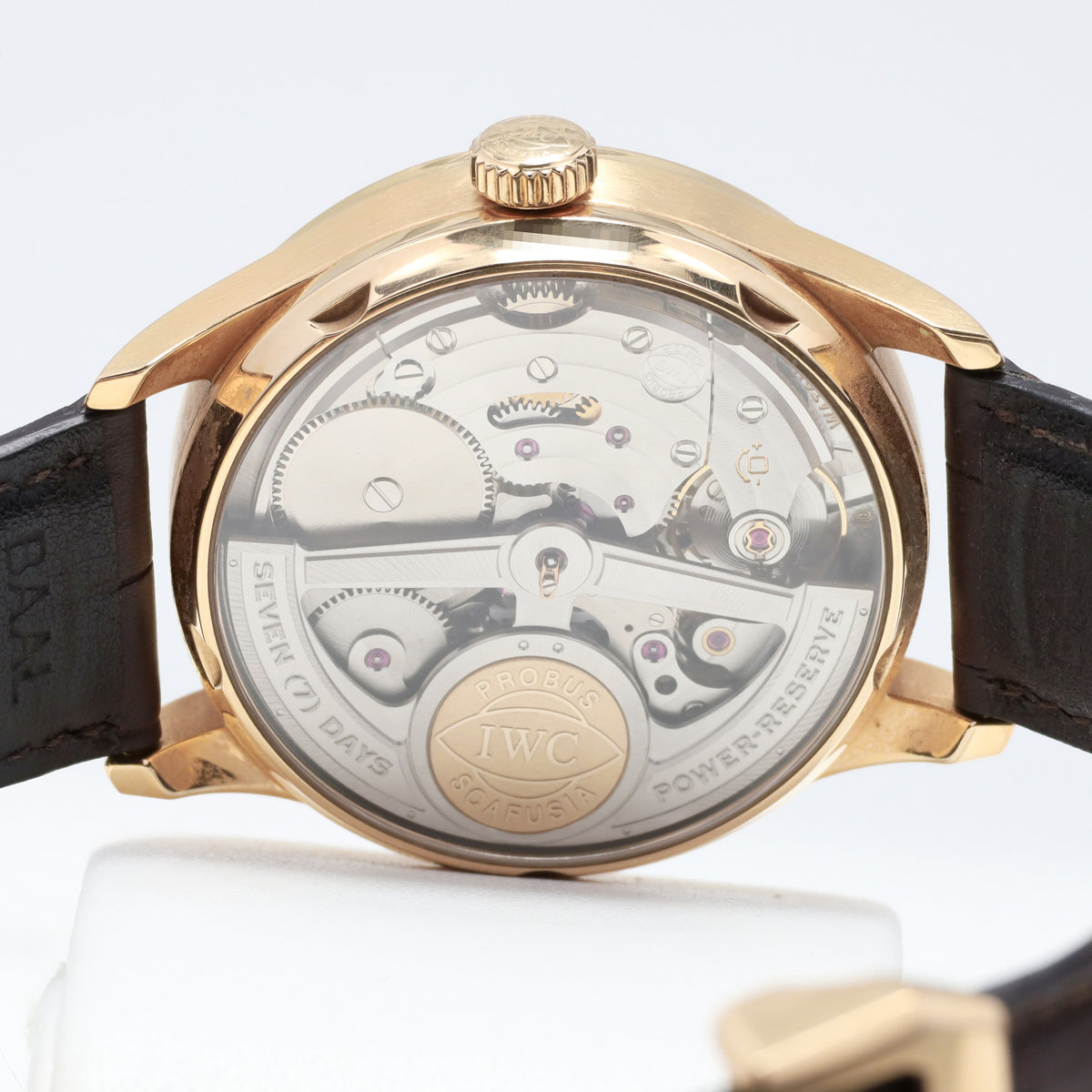 IWC Portugieser 42.3mm 18k Rose Gold Silver Dial 18k Rose Gold Bezel Brown Alligator Leather Strap with Rose Gold Deployant Clasp W502213