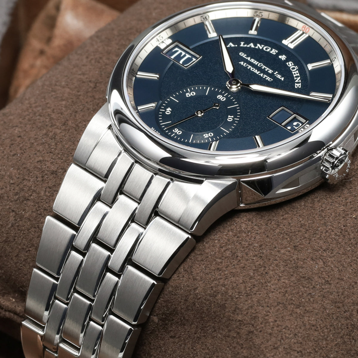 A Lange &Söhne Odysseus 2026 Complete 40.5mm Stainless Steel Blue Dial Stainless Steel Bezel Stainless Steel Integrated Bracelet with Folding Clasp  LSL5365BA