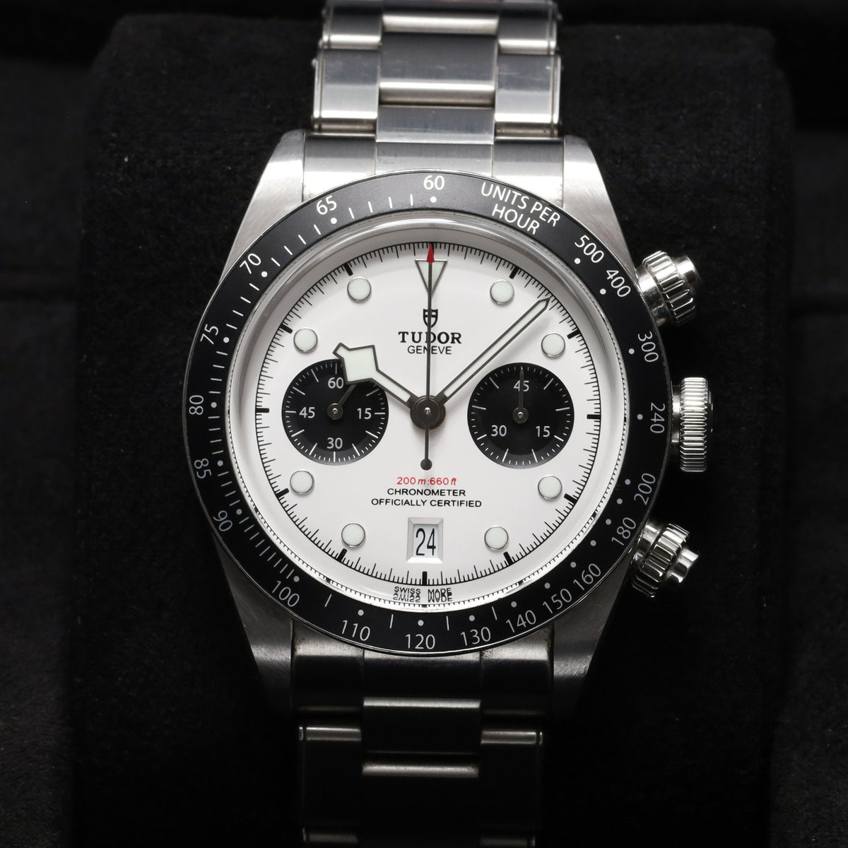 Tudor Black Bay 2023 Complete 41mm Stainless Steel White With Black Subdials Black Anodized Aluminum Tachymeter Bezel Stainless Steel Bracelet M79360N