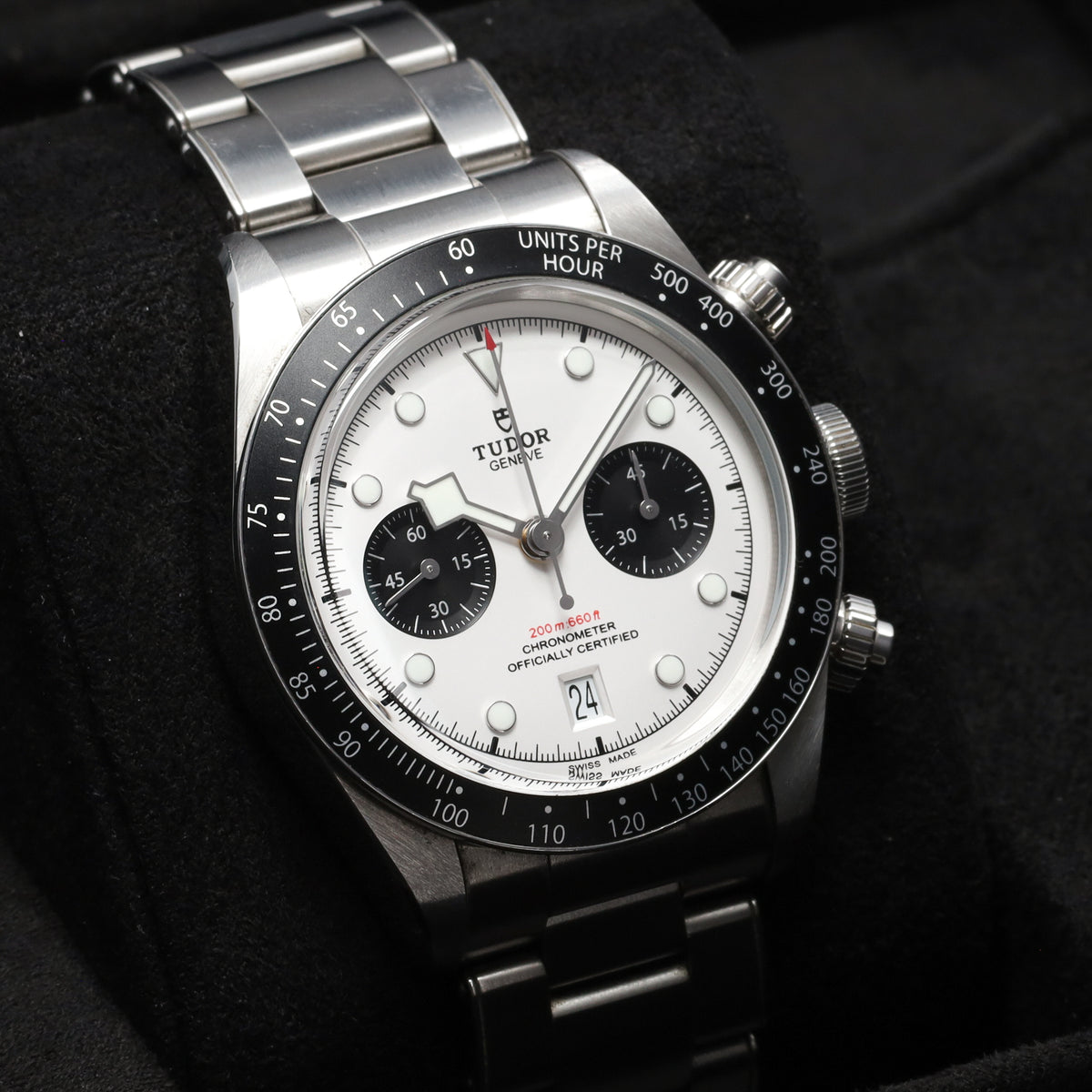 Tudor Black Bay 2023 Complete 41mm Stainless Steel White With Black Subdials Black Anodized Aluminum Tachymeter Bezel Stainless Steel Bracelet M79360N