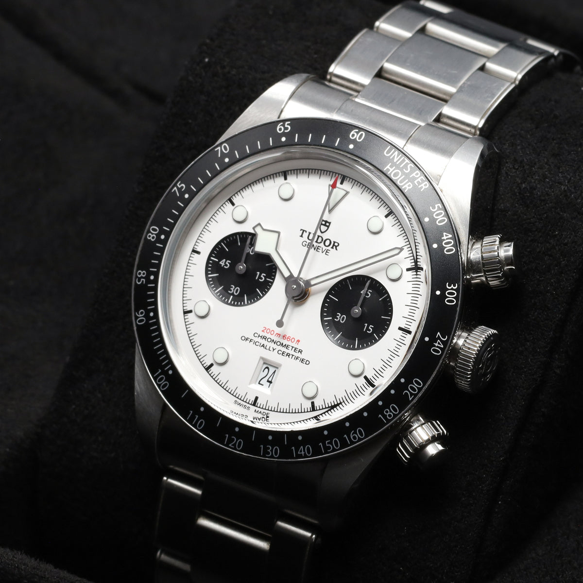 Tudor Black Bay 2023 Complete 41mm Stainless Steel White With Black Subdials Black Anodized Aluminum Tachymeter Bezel Stainless Steel Bracelet M79360N