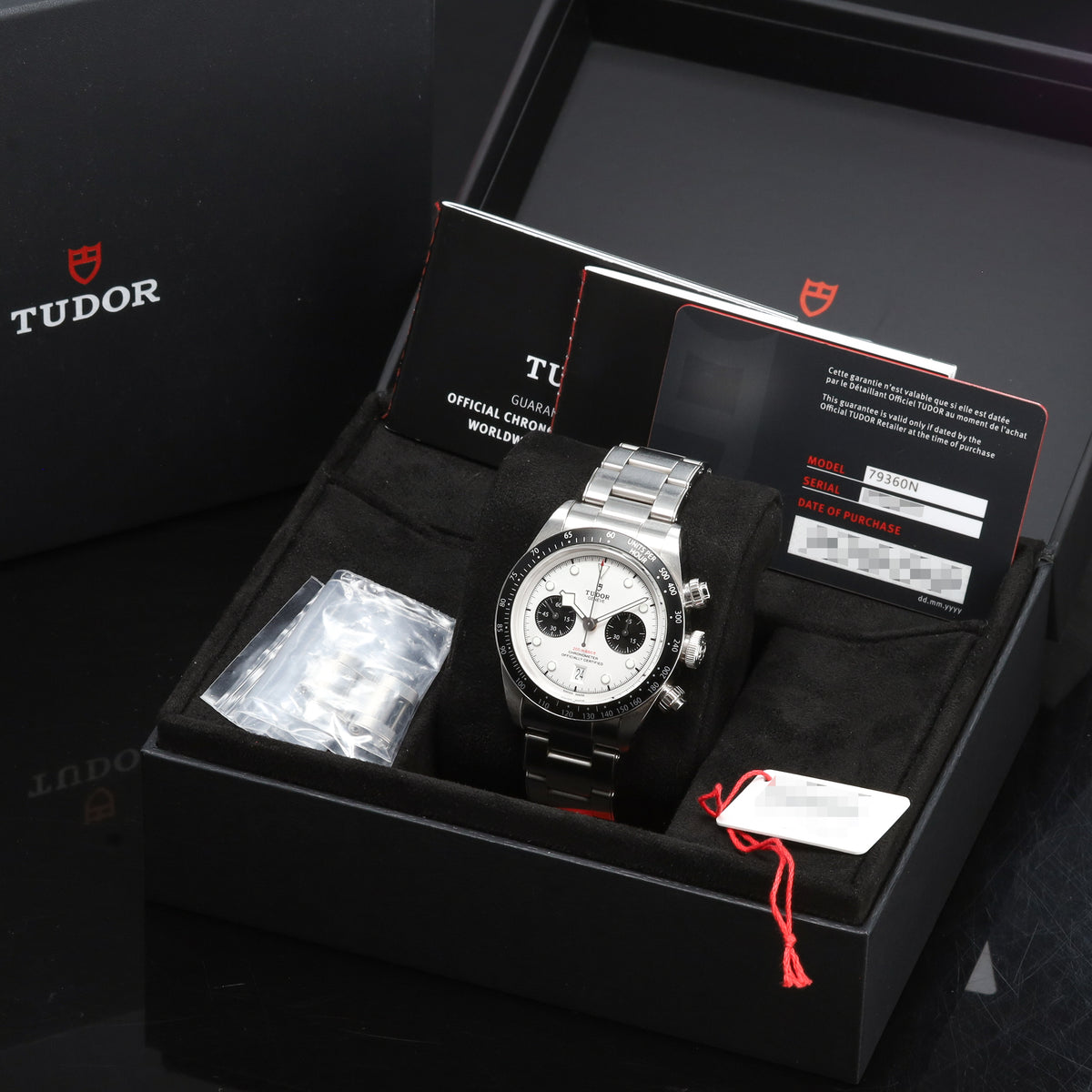 Tudor Black Bay 2023 Complete 41mm Stainless Steel White With Black Subdials Black Anodized Aluminum Tachymeter Bezel Stainless Steel Bracelet M79360N