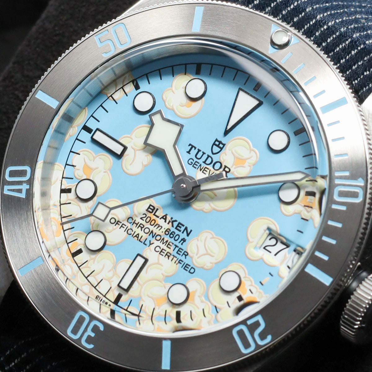 Blaken Tudor 2026 Complete 41mm Stainless Steel Blue Popcorn Dial Stainless Steel Bezel Navy Strap with Tudor Clasp M79730