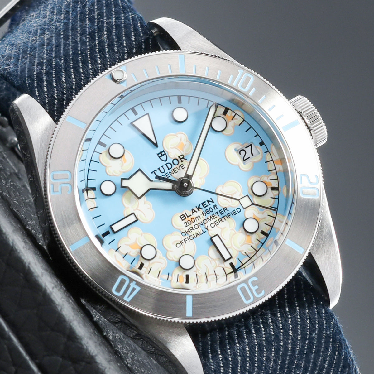 Blaken Tudor 2026 Complete 41mm Stainless Steel Blue Popcorn Dial Stainless Steel Bezel Navy Strap with Tudor Clasp M79730