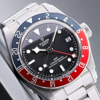 Tudor Black Bay 2019 Complete 41mm Stainless Steel Black Dial Red and Blue Aluminum Bezel Stainless Steel Bracelet M79830RB