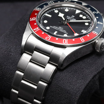 Tudor Black Bay 2019 Complete 41mm Stainless Steel Black Dial Red and Blue Aluminum Bezel Stainless Steel Bracelet M79830RB
