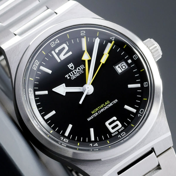Tudor North Flag 2026 Complete 40mm Stainless Steel Black with Yellow Accents Dial Stainless Steel Fixed Bezel with Satin-Brushed and Polished Finishes Bezel Integrated Stainless Steel Two-Link Bracelet M9140G1A0U