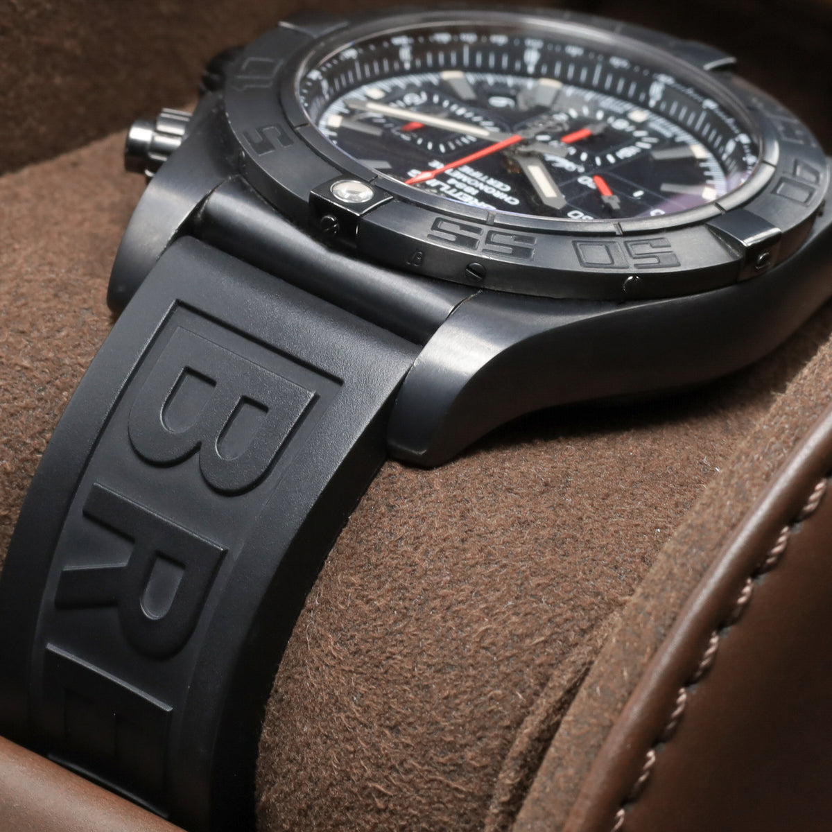 Breitling Chronomat 2020 Complete 44mm Blacksteel DLC-Coated Stainless Steel Black Dial Blacksteel Unidirectional Bezel Black Rubber Strap with Blacksteel Folding Clasp MB0111C3