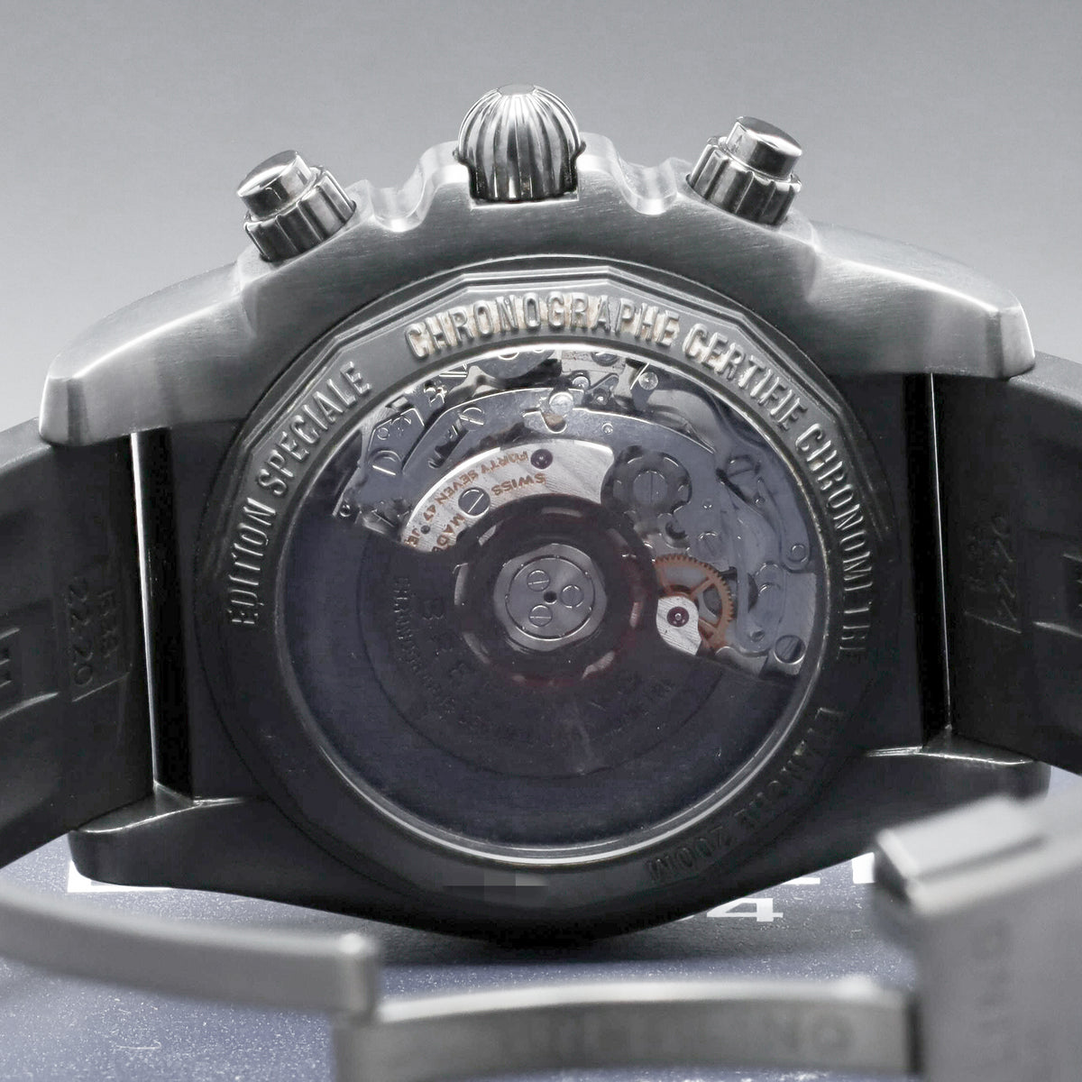 Breitling Chronomat 2020 Complete 44mm Blacksteel DLC-Coated Stainless Steel Black Dial Blacksteel Unidirectional Bezel Black Rubber Strap with Blacksteel Folding Clasp MB0111C3