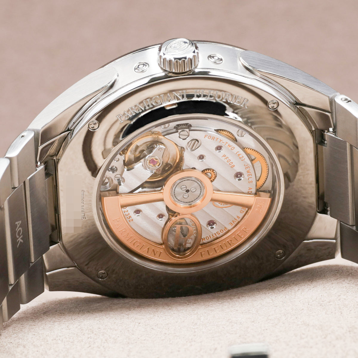 Parmigiani Fleurier Tonda 2025 Complete 42mm  PF Xiali Chinese Calendar Stainless Steel and 950 Platinum Imperial Red 950 Platinum Knurled Bezel Stainless Steel Bracelet with Folding Clasp PFH982-1022401-100182