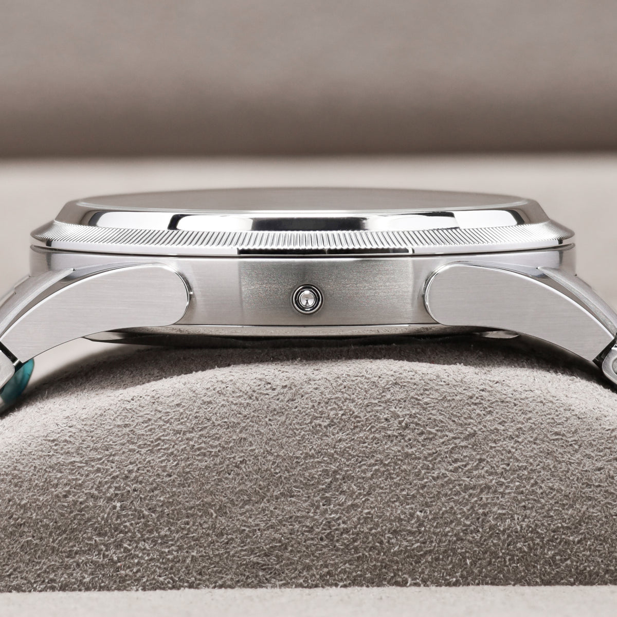Parmigiani Fleurier Tonda 2025 Complete 42mm Tonda Teal Dial Perpetual Calendar Stainless Steel and 950 Platinum Viridian Green 950 Platinum Knurled Bezel Steel Bracelet with Folding Clasp PFH983-1020001-100182