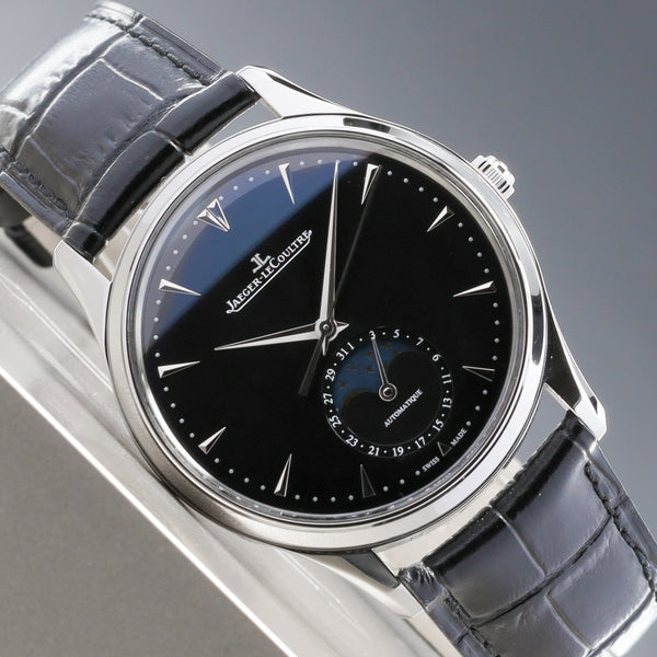 Jaeger-LeCoultre Master Ultra Thin 2018 Complete 39mm Stainless Steel Black Dial Stainless Steel Smooth Bezel Black Alligator Leather Strap with Stainless Steel Deployant Clasp Q1368470