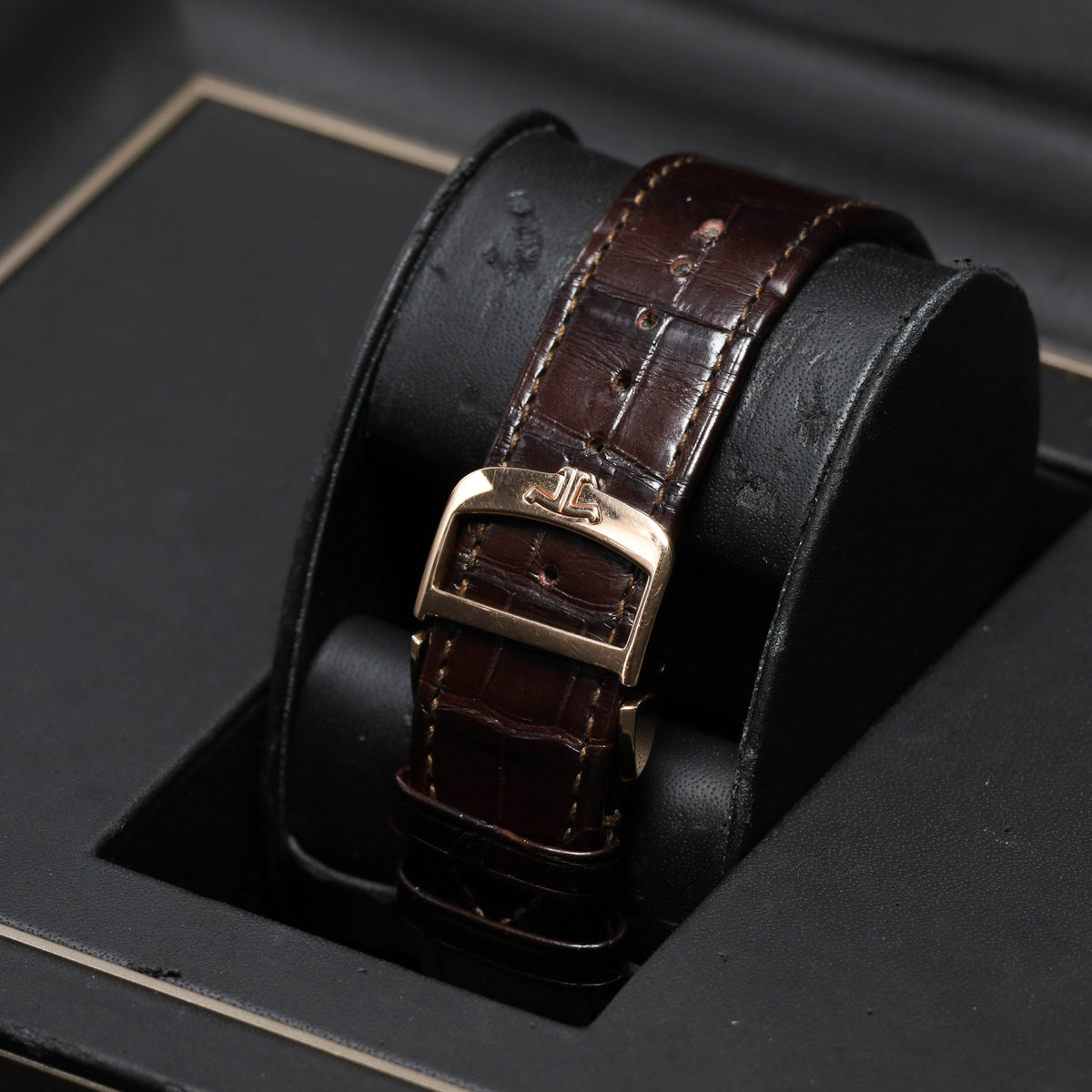JLC Reverso 2021 Complete 49.4mm 18k Rose Gold Silvered Front Dial 18k Rose Gold Bezel Brown Alligator Leather Strap Q3912420