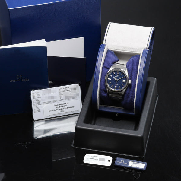 Grand Seiko Evolution 9 Collection 2026 Complete 40mm High Intensity Titanium Blue Lake Suwa Textured Dial High Intensity Titanium Fixed Bezel High-Intensity Titanium Bracelet with Folding Clasp SLGA019G