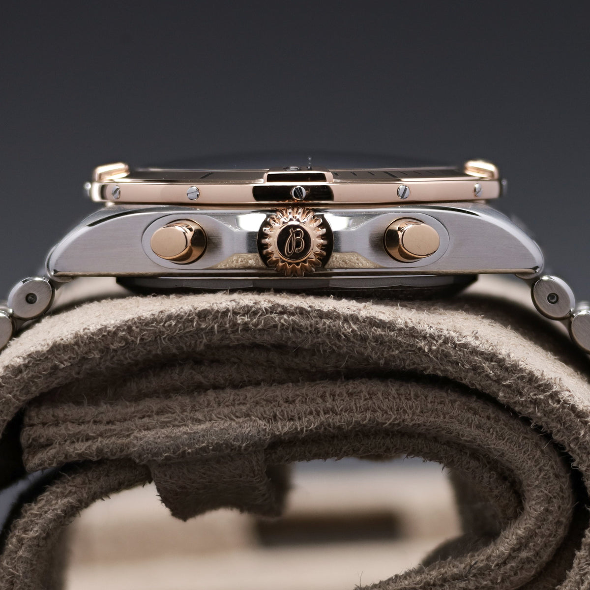 Breitling Chronomat 42mm Stainless Steel Blue Dial Rose Gold Bezel Two Tone Rouleaux Bracelet UB0134