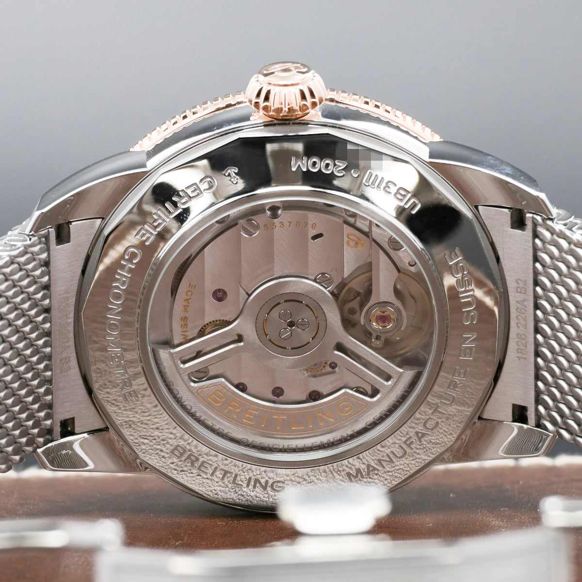 Breitling Superocean Heritage Complete 42mm Stainless Steel & 18K Rose Gold Black Dial Black Ceramic with 18K Rose Gold Bezel Stainless Steel Mesh Milanese Bracelet with Folding Clasp UB3111
