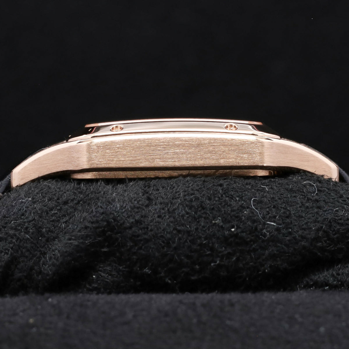 Cartier Santos Dumont 2024 Complete 31.4mm 18k Rose Gold Skeletonized with Burgundy Lacquered Bridges Dial 18k Rose Gold Bezel Burgundy Alligator Leather Strap with Additional Brown Alligator Strap WHSA0030