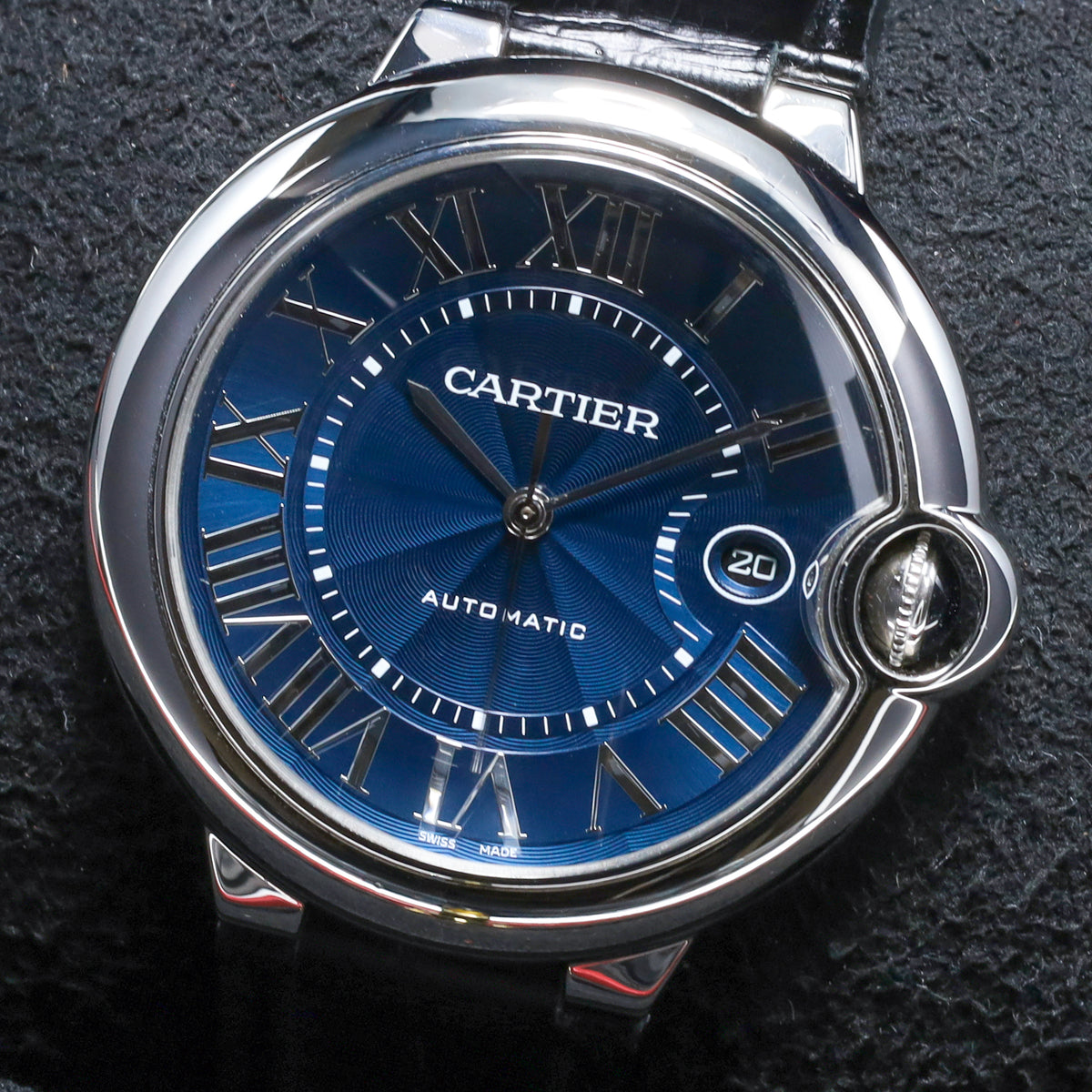 Cartier Ballon Bleu 42mm De Cartier 2021 Set 42mm Steel Case Blue Roman Dial Blue Leather WSBB0027 Warranty Until 2029