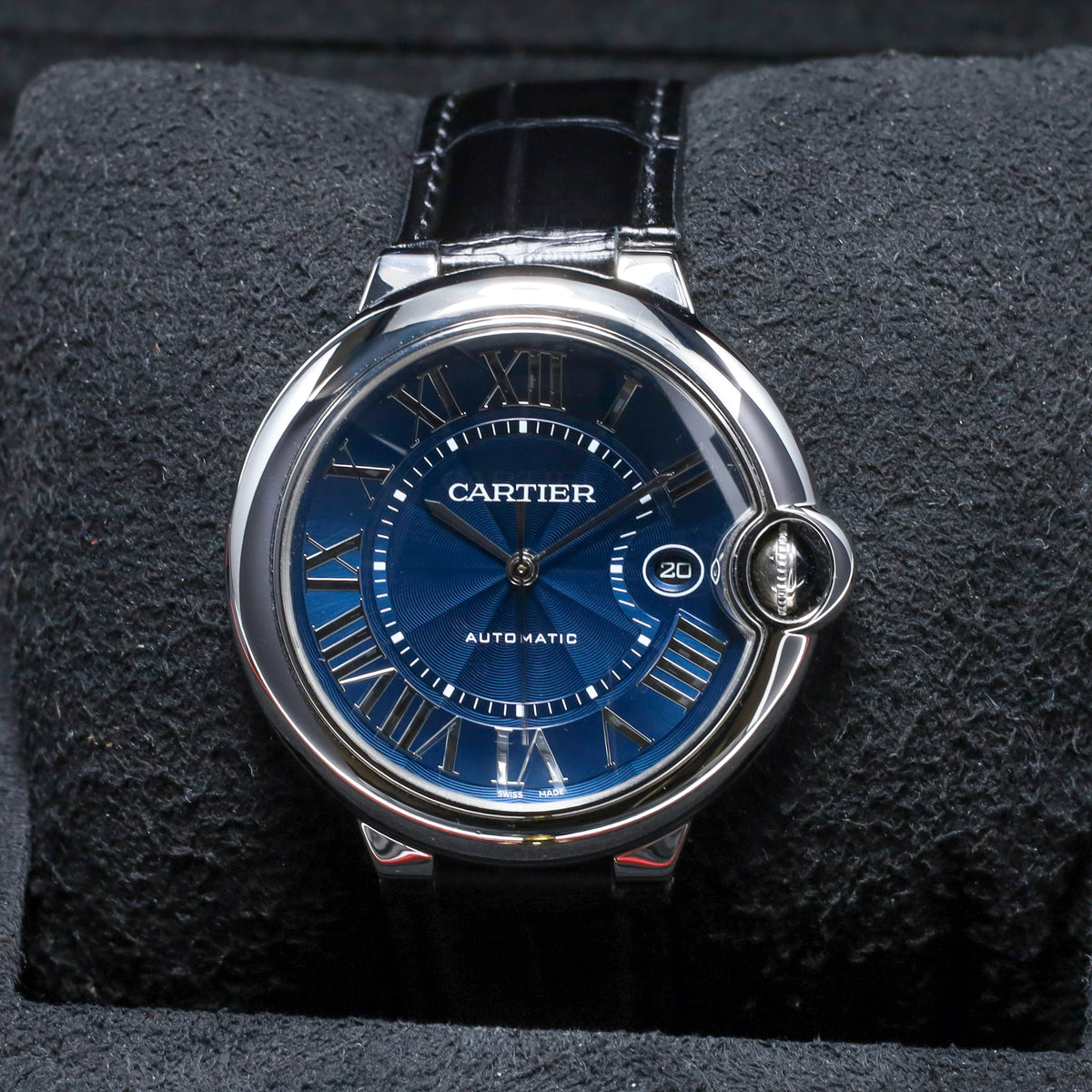 Cartier Ballon Bleu 42mm De Cartier 2021 Set 42mm Steel Case Blue Roman Dial Blue Leather WSBB0027 Warranty Until 2029