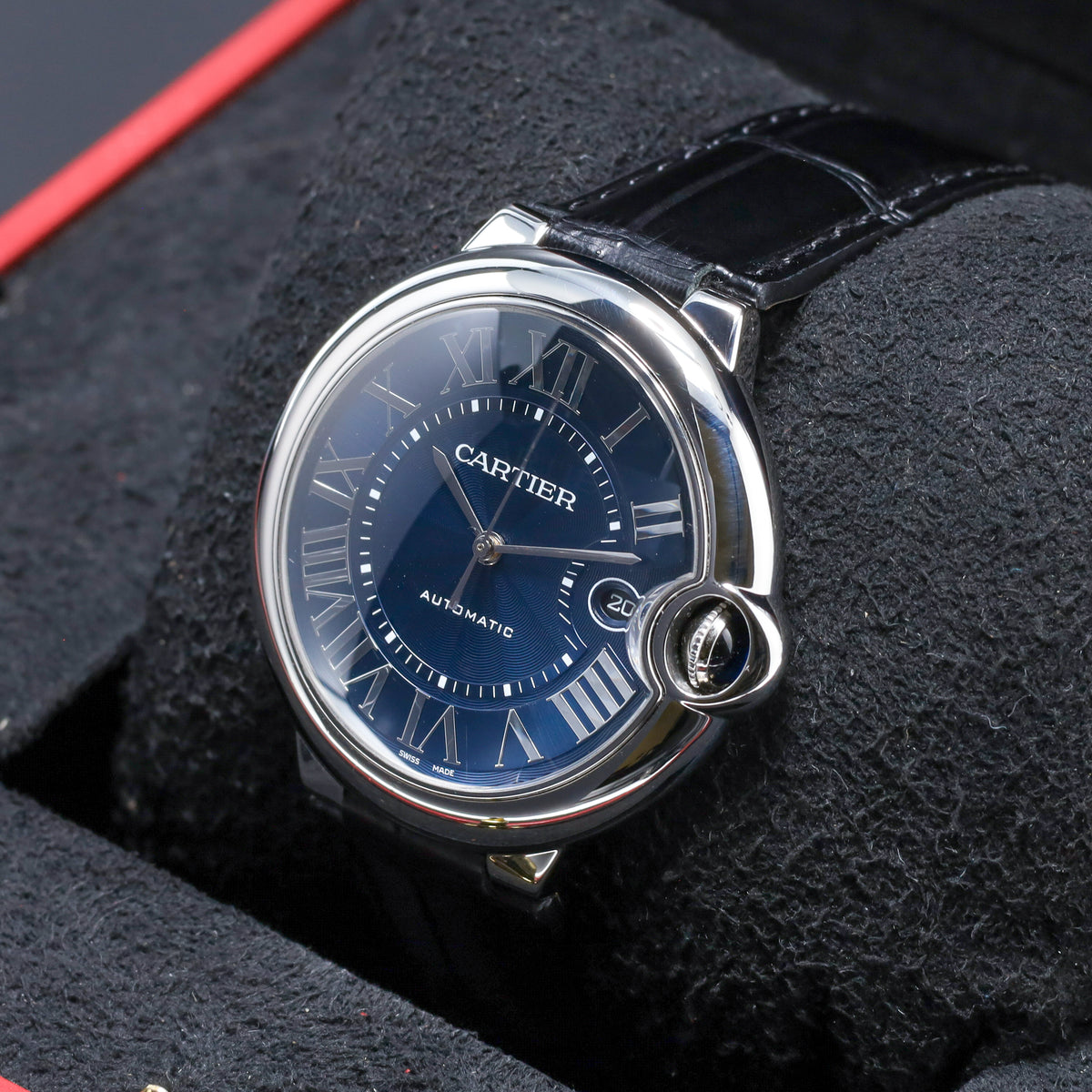 Cartier Ballon Bleu 42mm De Cartier 2021 Set 42mm Steel Case Blue Roman Dial Blue Leather WSBB0027 Warranty Until 2029