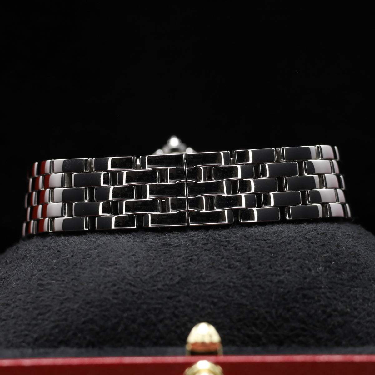 Cartier Panthere Complete 22mm Stainless Steel Silver / White with Roman Numerals Dial Stainless Steel Smooth Bezel Stainless Steel Integrated Bracelet with Folding Clasp WSPN0006